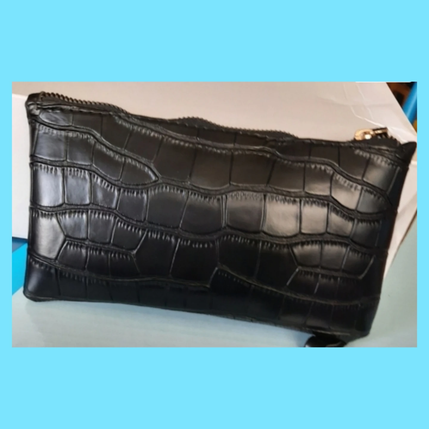 (Set)Black Croc Embossed Heeled Ankle Boots/Clutch Purse - photo 4