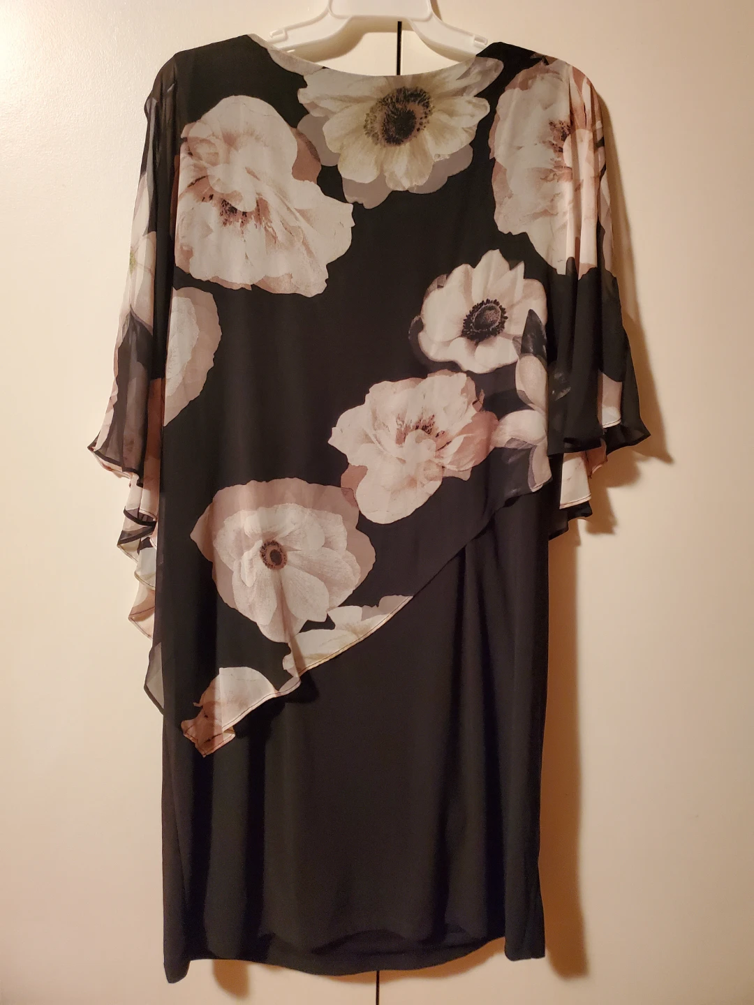 🥕 Women's Black Floral Chiffon Overlay Dress - photo 2