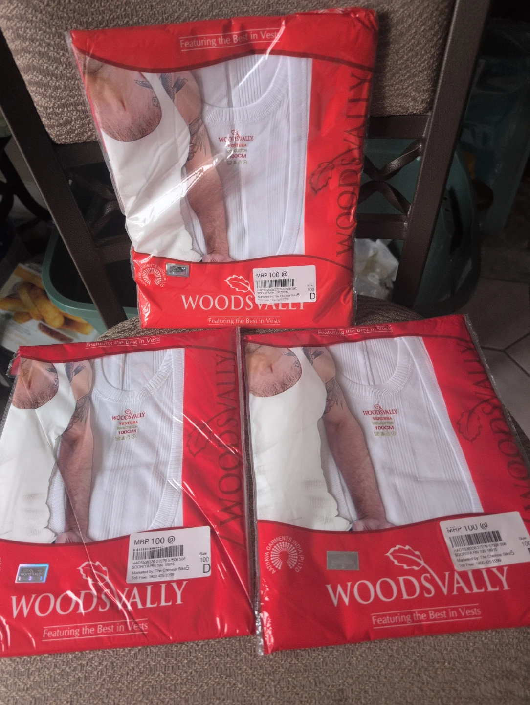 WOODSVALLEY Ventura White Cotton Vests (3-Pack, 100CM)