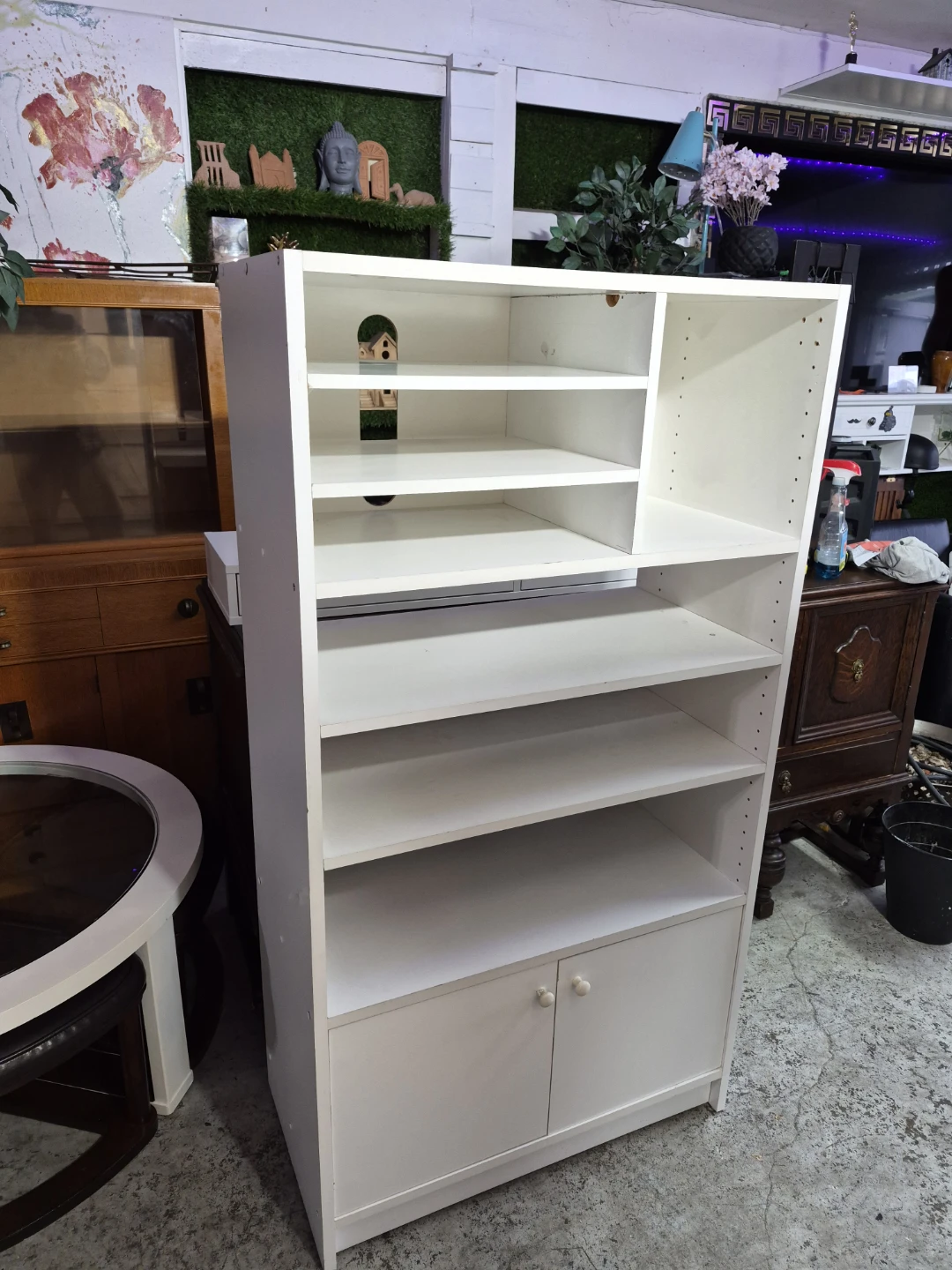 White multi-shelf bookcase with cabinet - photo 2