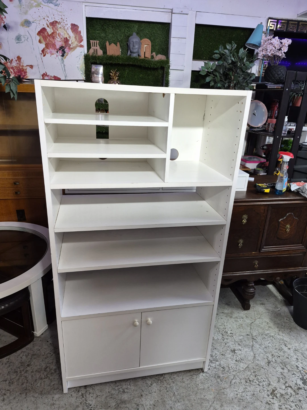 White multi-shelf bookcase with cabinet - photo 3