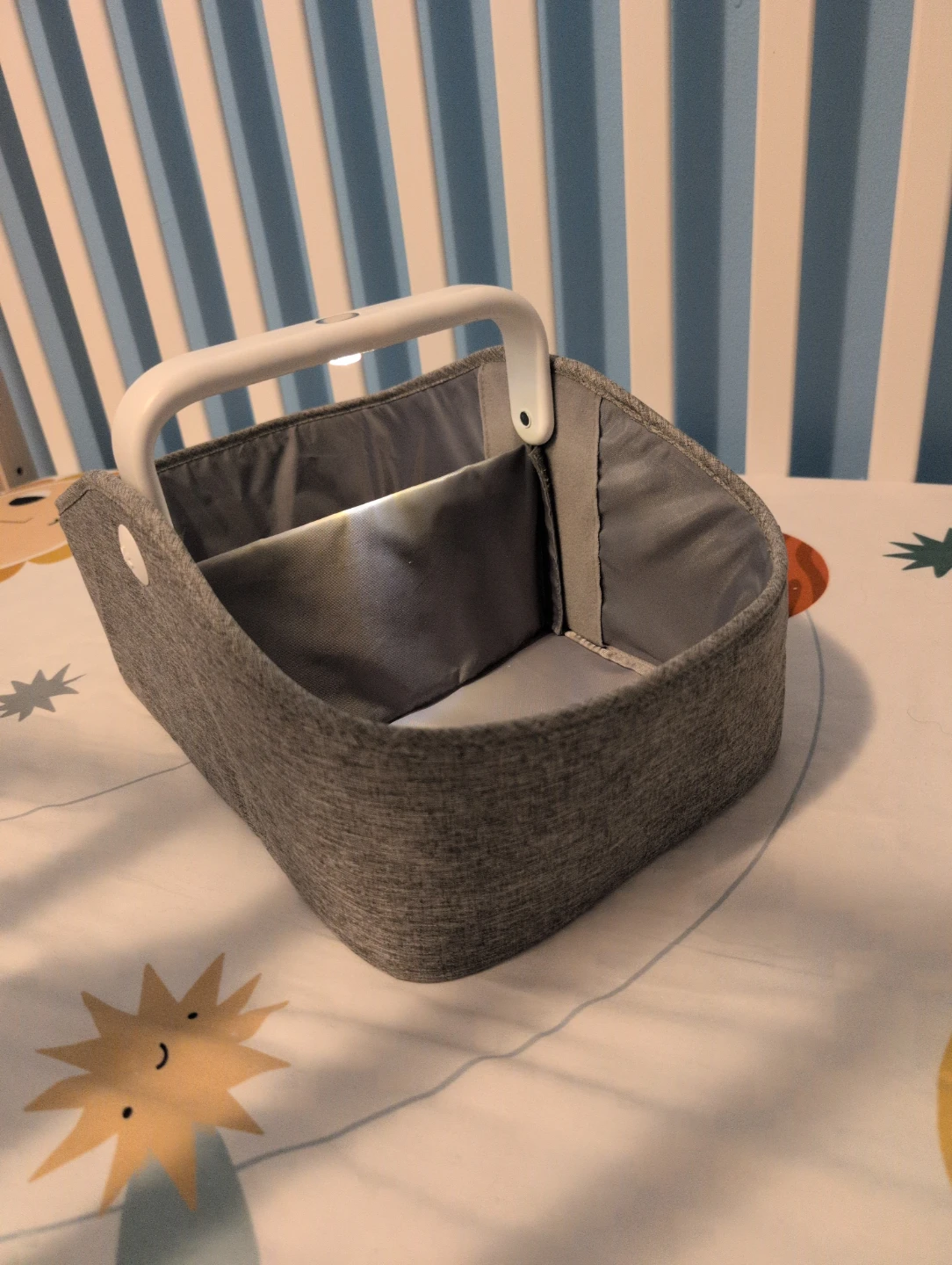 Grey Fabric Diaper Caddy Organizer with Handle - photo 3