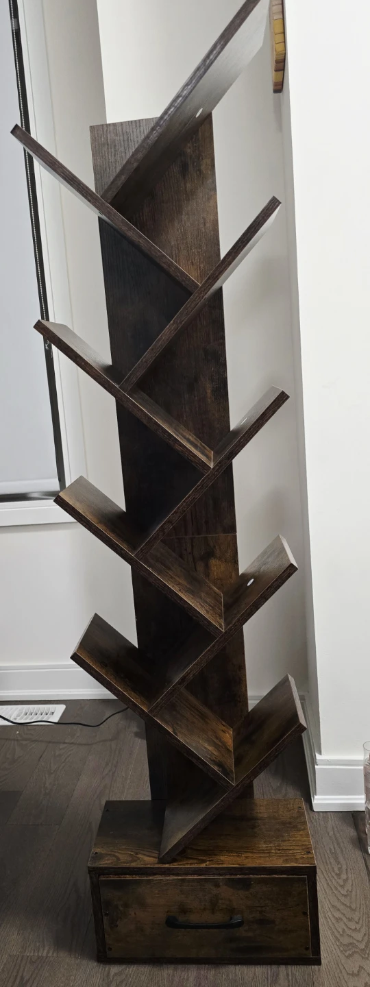 Rustic Tree Bookshelf with Drawer