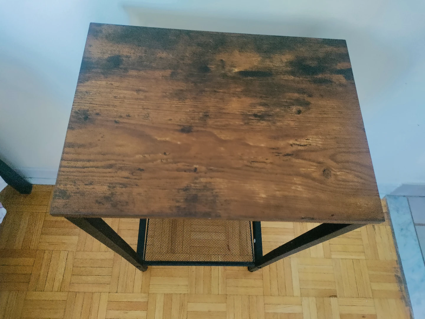 Wooden Top Side Table with Metal Frame