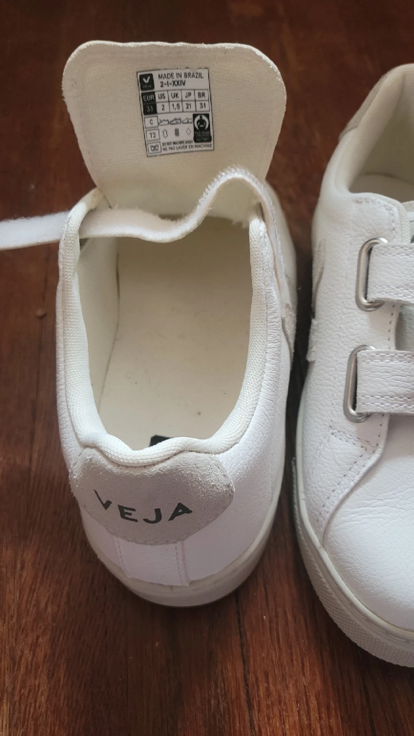 Veja Kids White Leather Velcro Sneakers - photo 2
