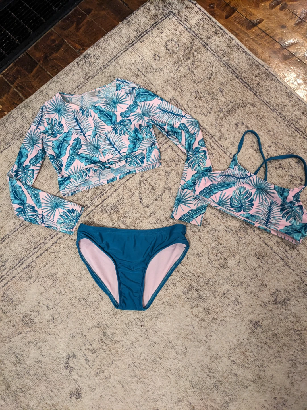 Girls 8 Palm Leaf Swimsuit Set