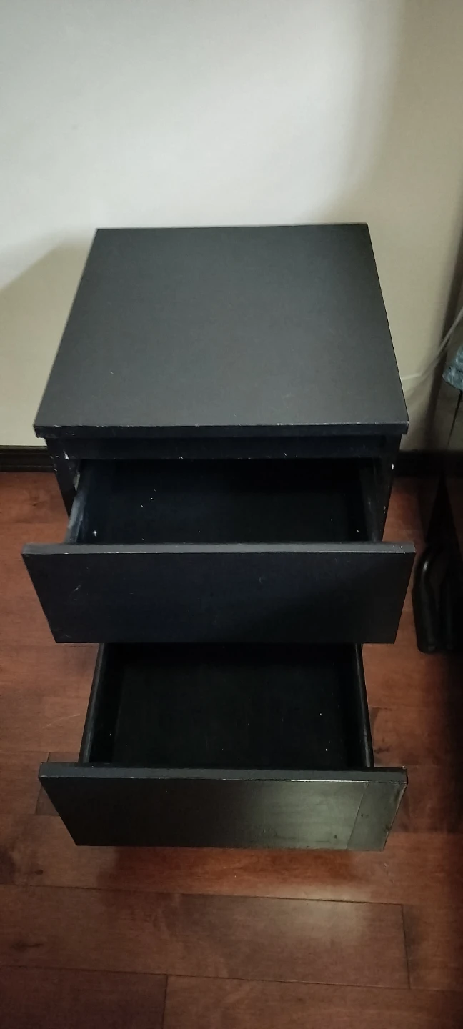 Black 2-Drawer Nightstand - photo 3