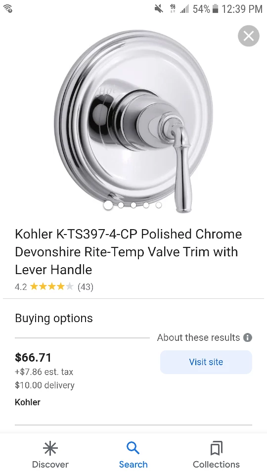 Kohler Devonshire Rite-Temp Valve Trim with Lever Handle