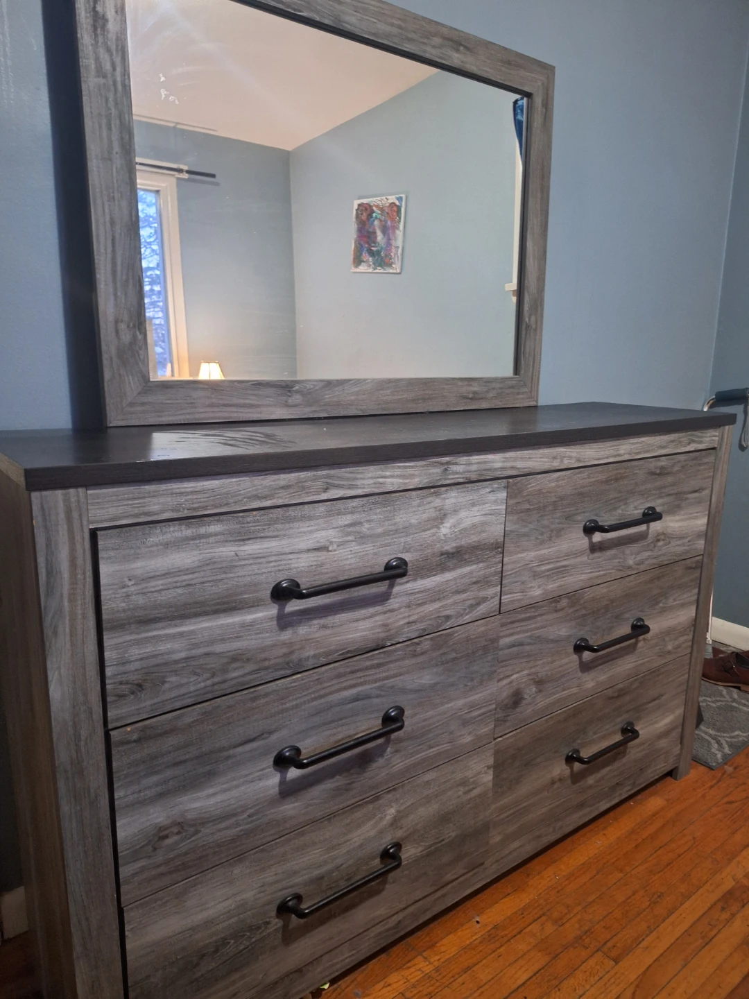 Grey Wood-Look Bedroom Set (Queen Bed, 2 Nightstands, Dresser)