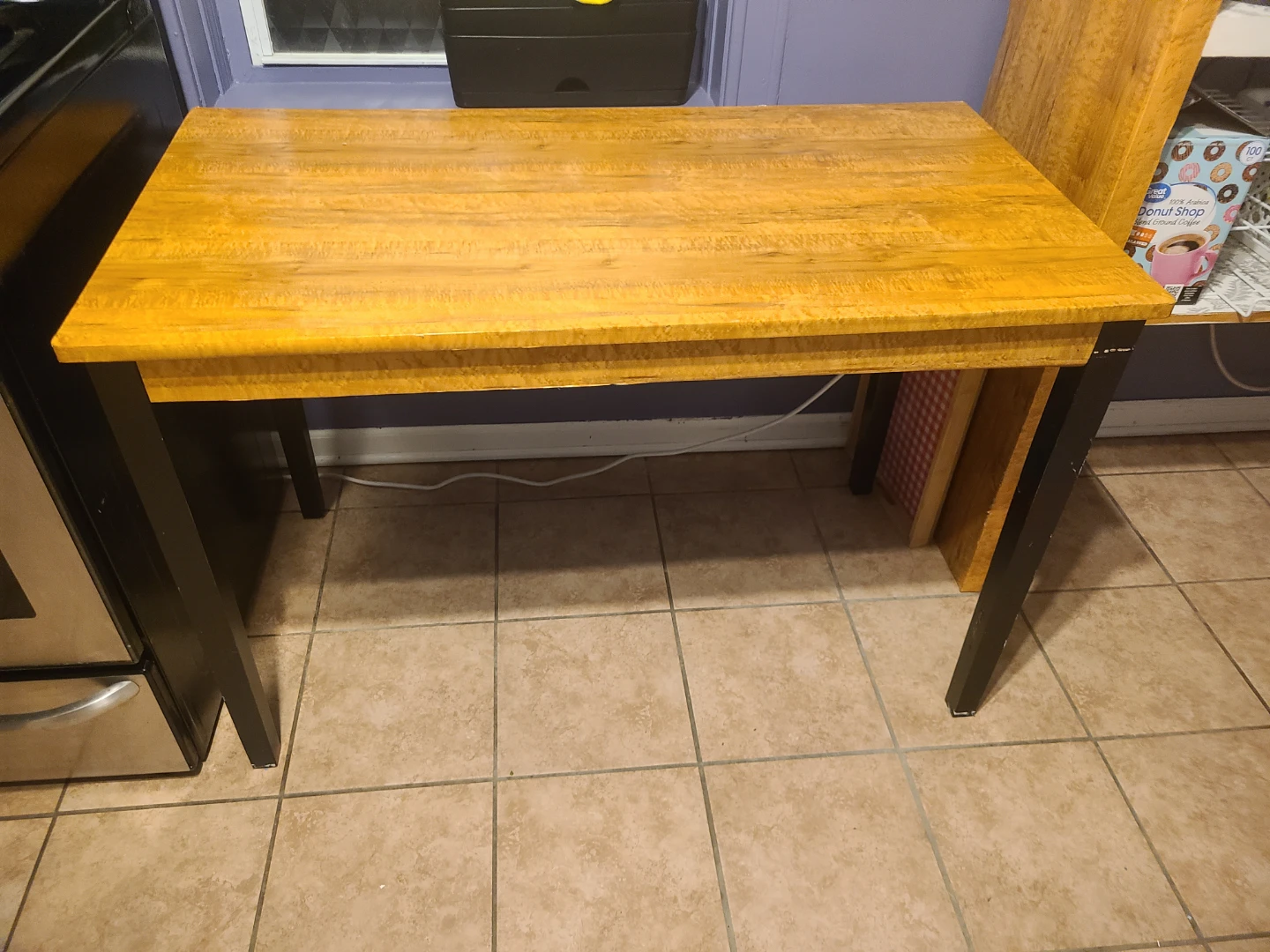 Wooden Top Dining Table with Black Legs