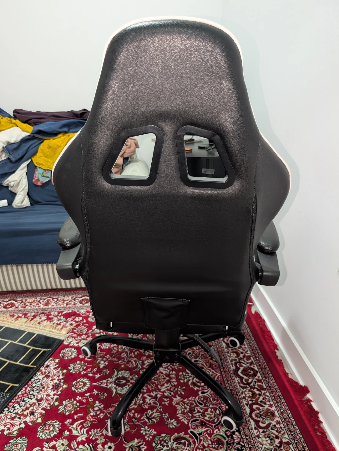 Black and White Gaming Chair with Footrest - photo 2