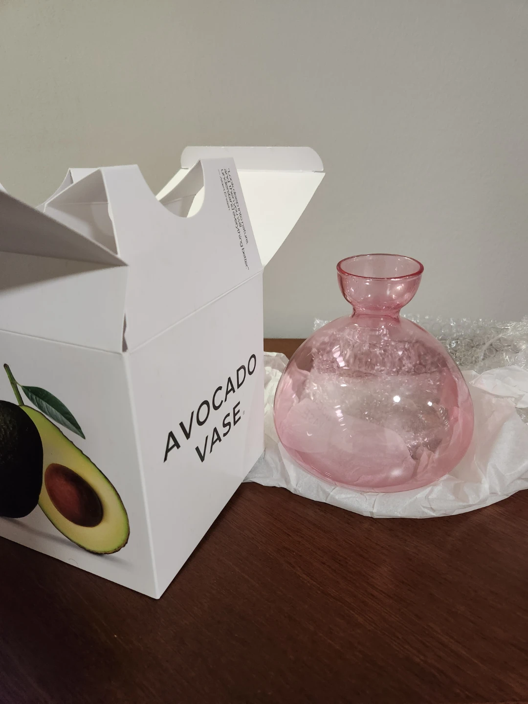 Pink Glass Avocado Vase