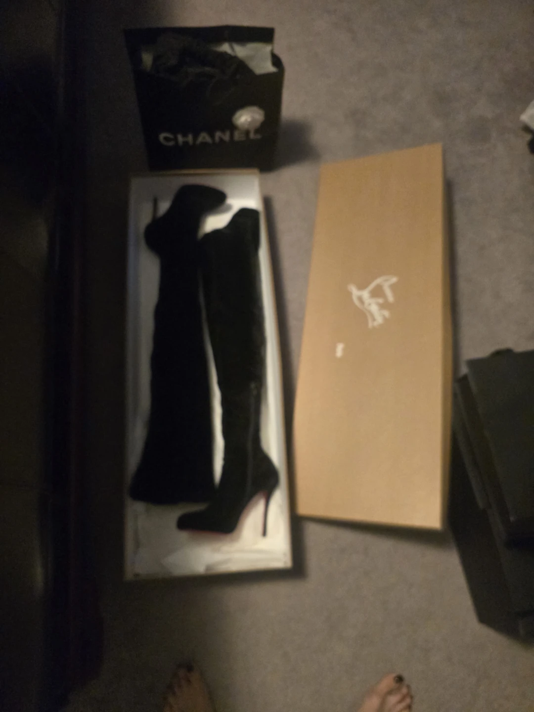 Christian Louboutin thigh high Velvet boot BN