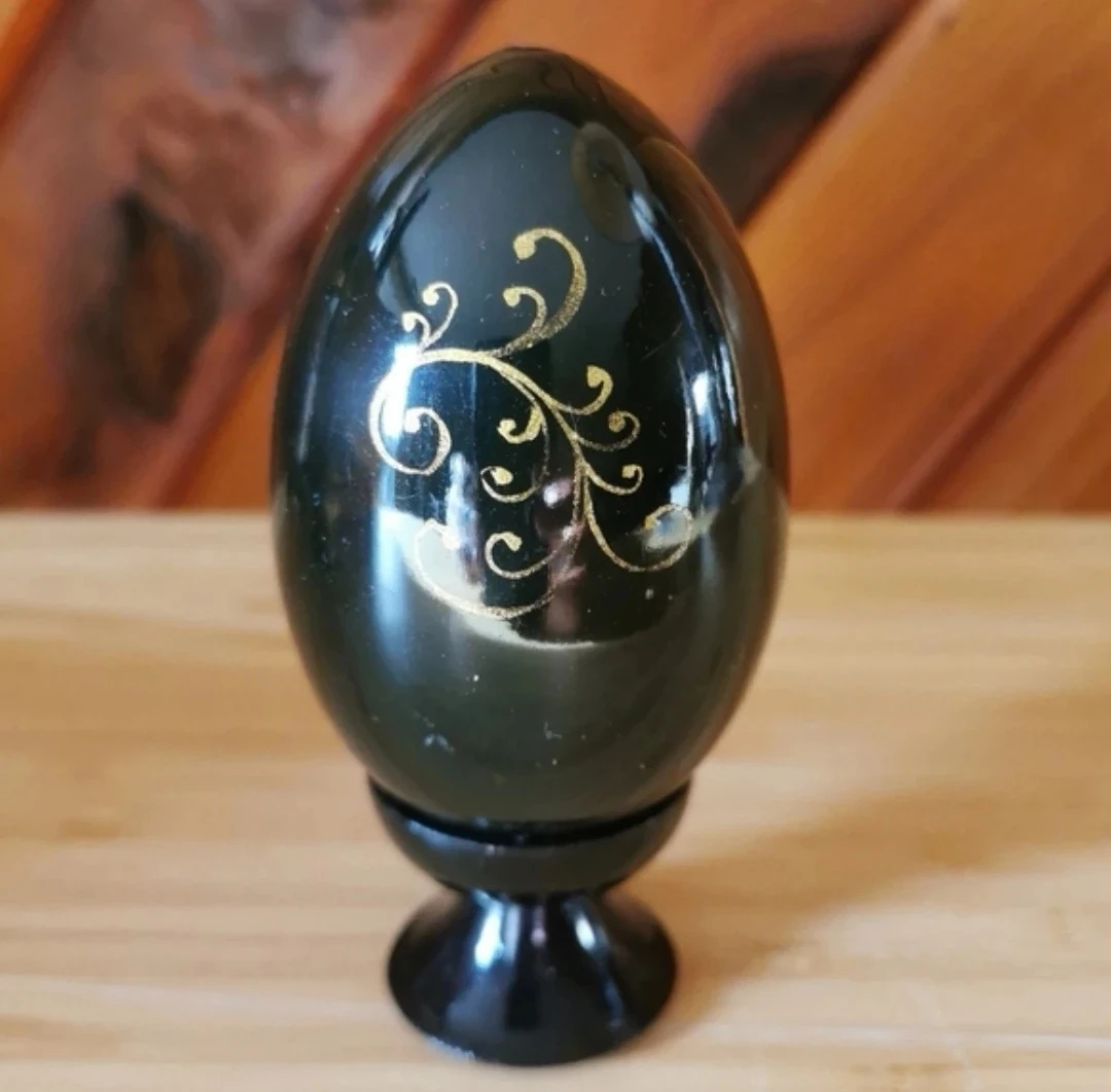Hand Painted Lacquered Folk Art Egg With Stand - photo 2