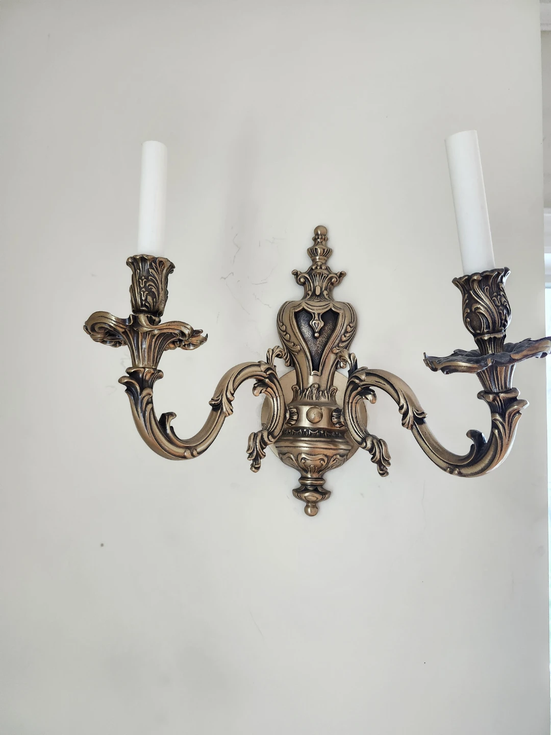 Pair of Vintage Brass Double Arm Sconce Light Fixture
