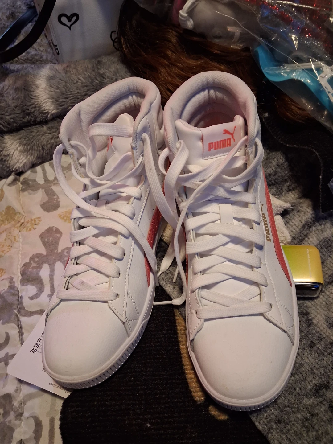 Puma White High-Top Sneakers with Pink Accents - photo 3