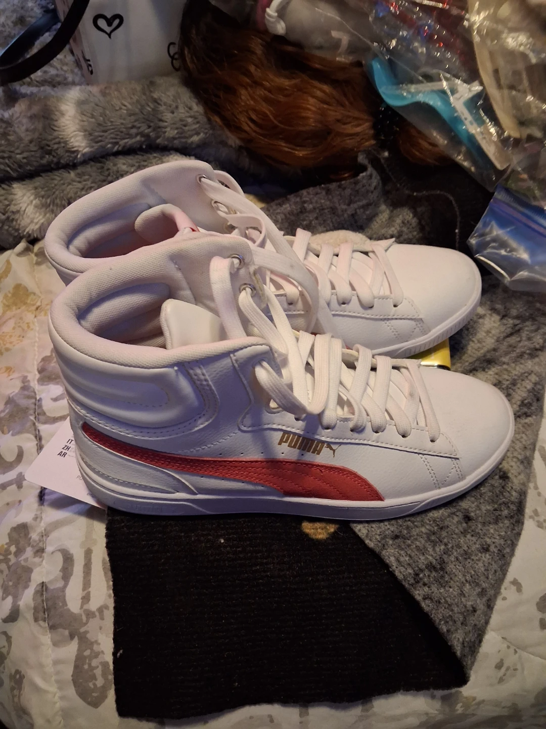 Puma White High-Top Sneakers with Pink Accents - photo 4