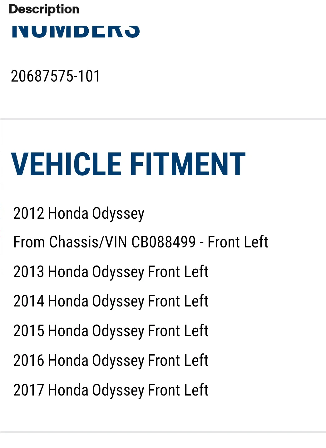 Front Left Strut Assembly for Honda Odyssey 2012-2017 - photo 3