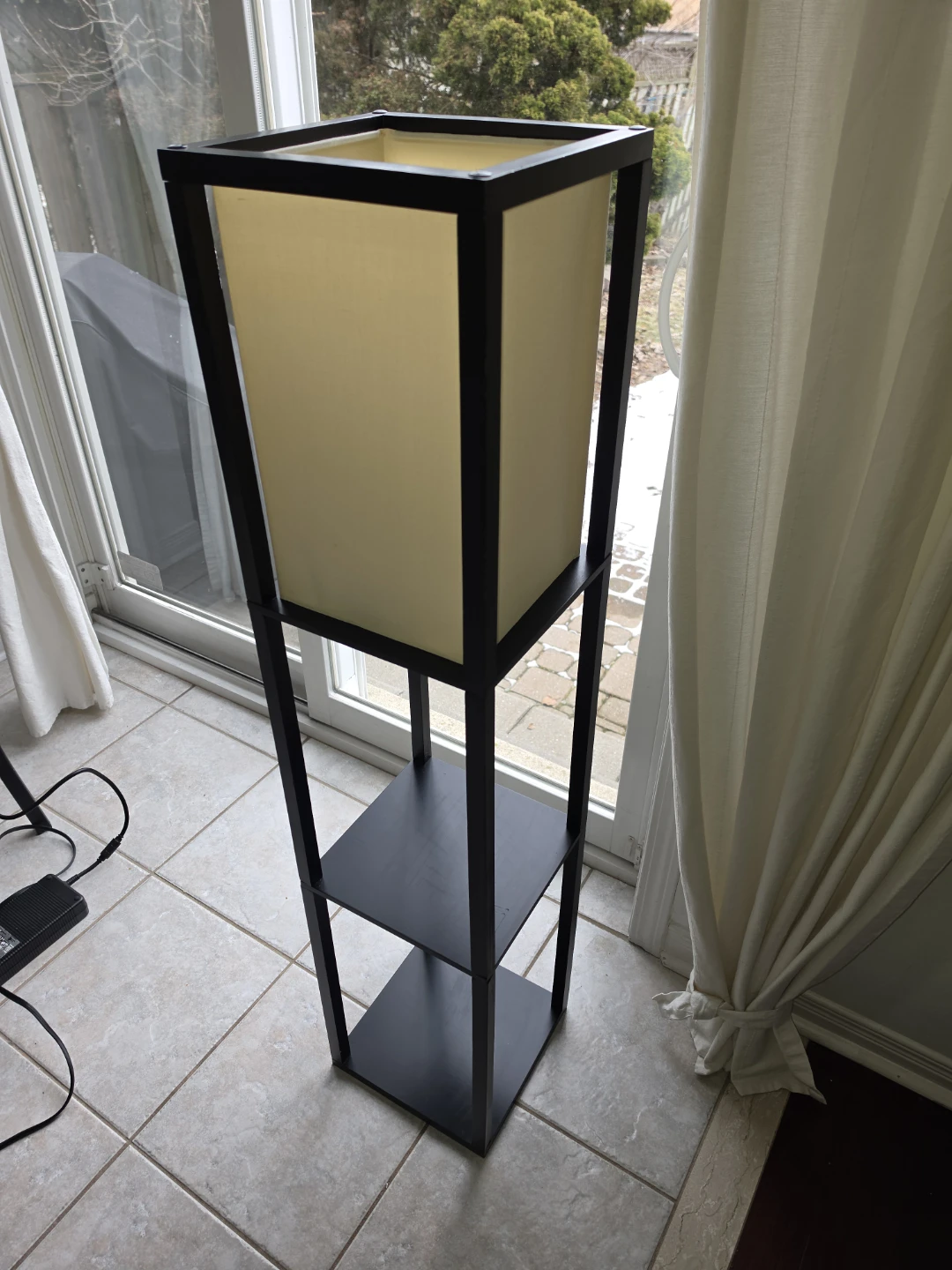 Black Floor Lamp with Shelves - photo 2