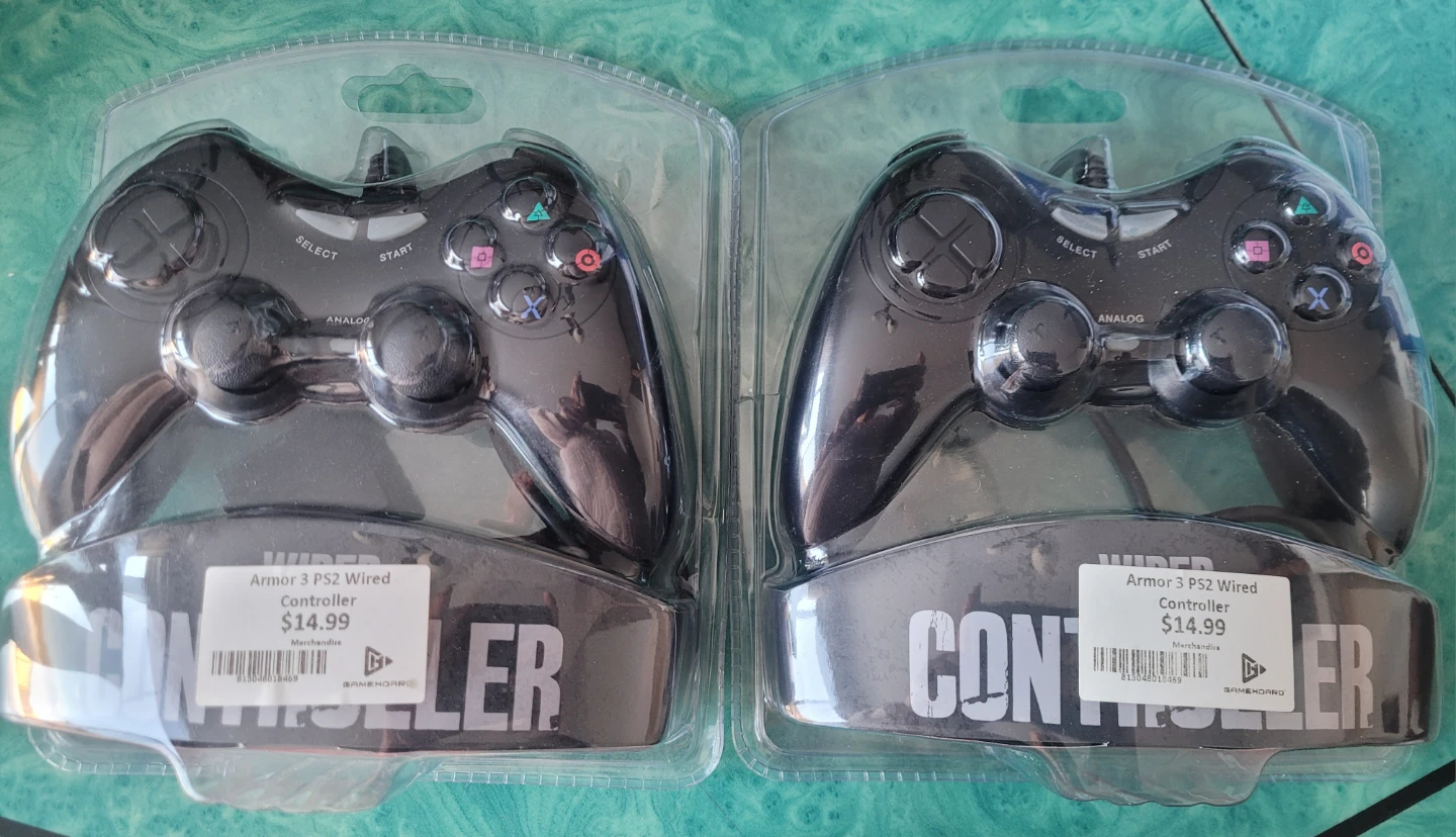 2 x Armor 3 PS2 Wired Controllers - Black