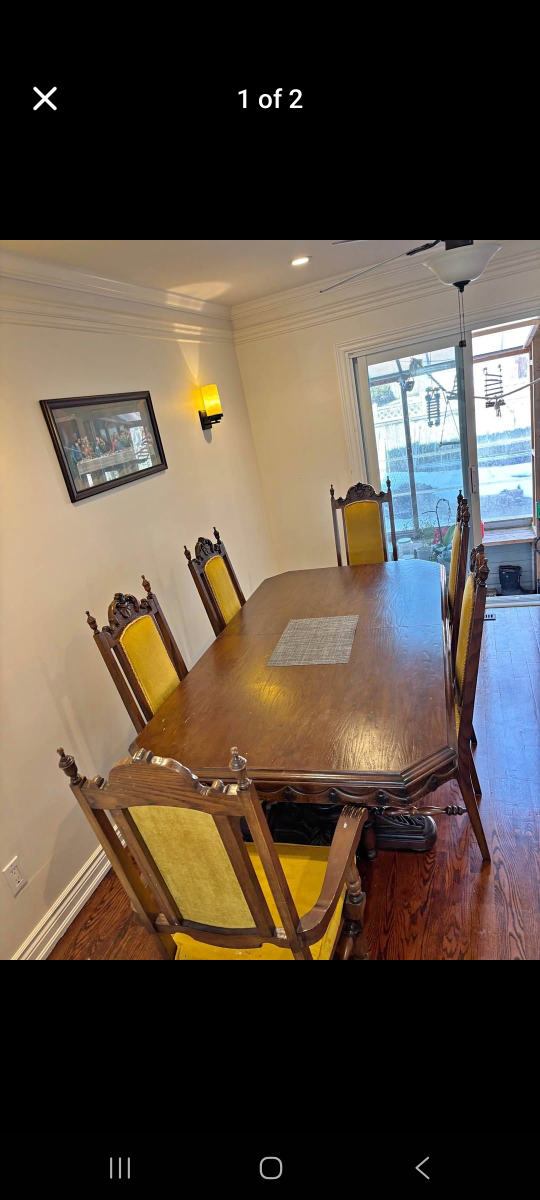 Wooden Dining Table with 6 Chairs