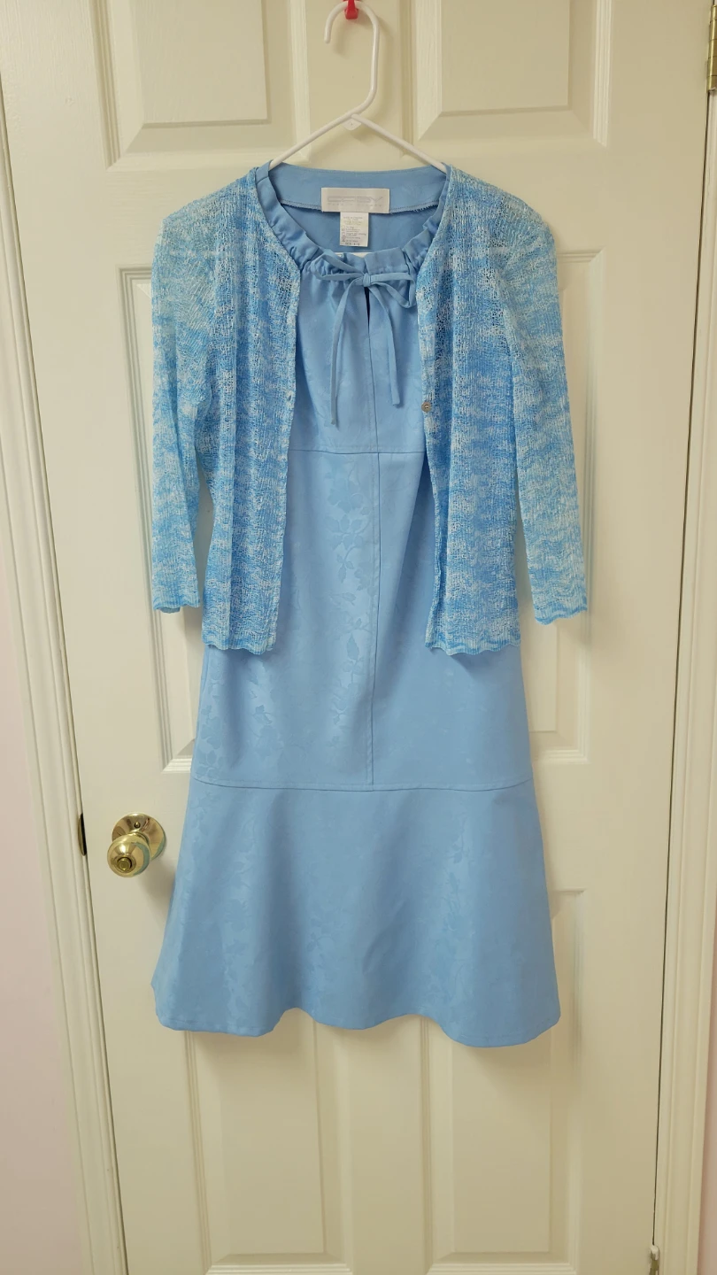 COBY Blue Cotton Dress and Cardigan Set Size S