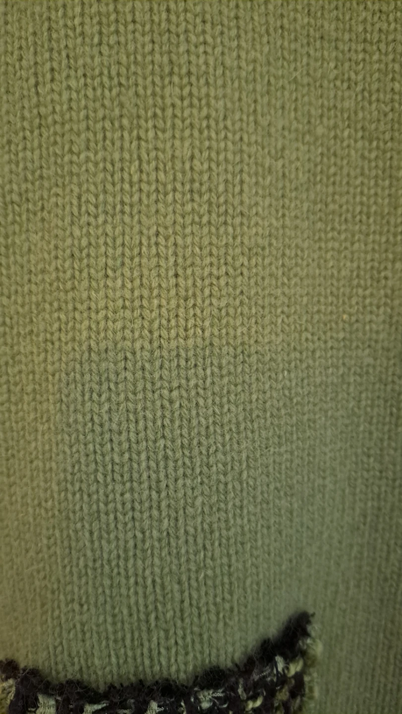 Green Knit Cardigan with Textured Trim - photo 2