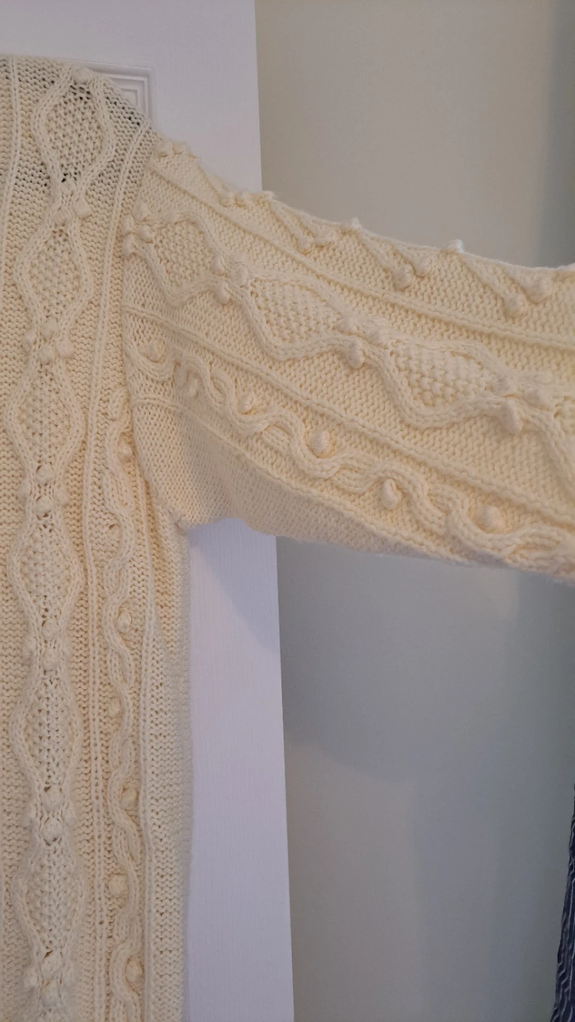 Green Knit Cardigan with Textured Trim - photo 4