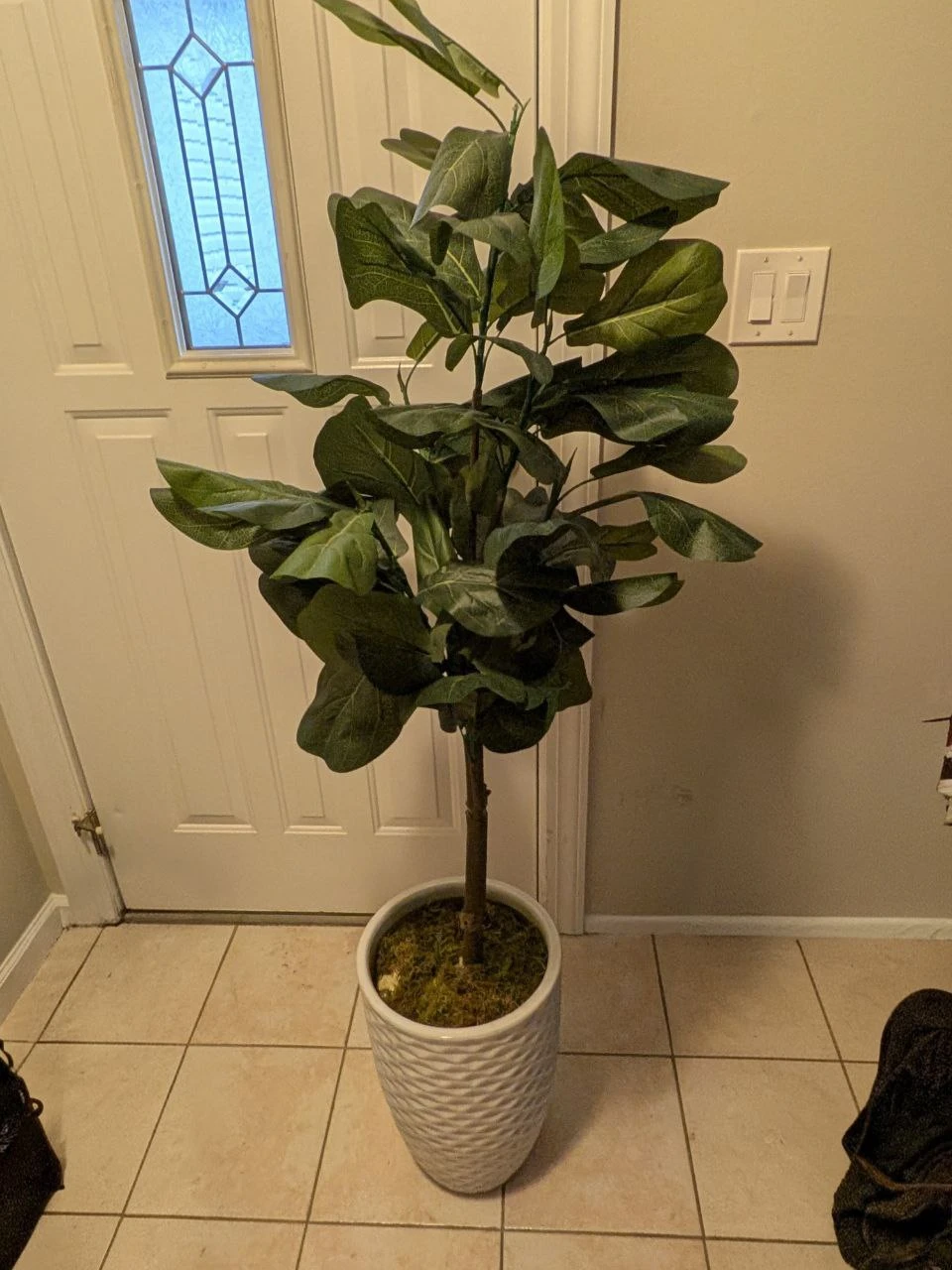 Fiddle Leaf Fig Artificial Plant in White Pot