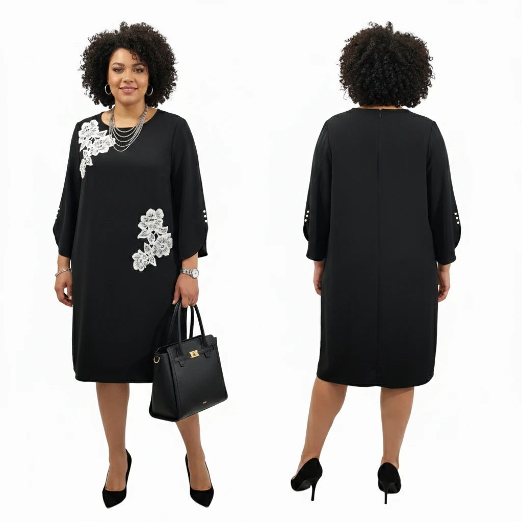 Rickie Freeman Teri Jon Floral Appliqué Crepe Dress Size 18 - photo 4