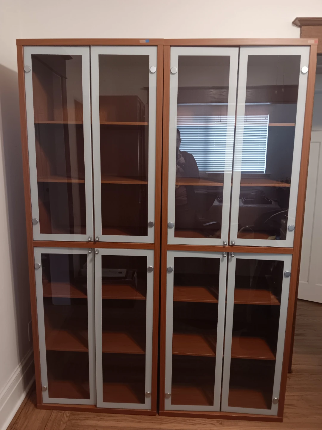 Wooden Bookshelf with Glass Doors (3)