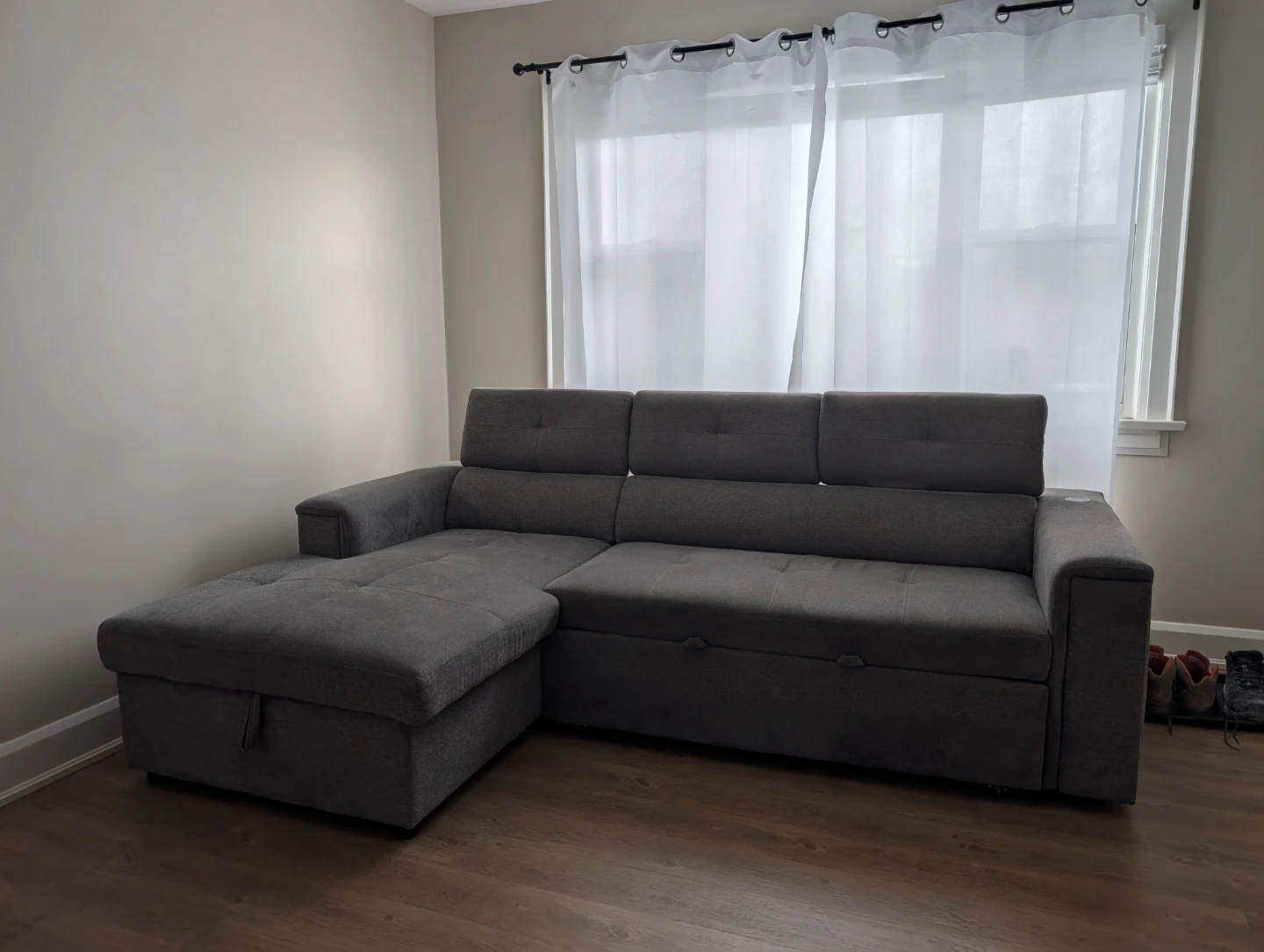 L-Shaped Sofa Bed with Storage | Sectional Couch Sleeper | Moder - photo 3
