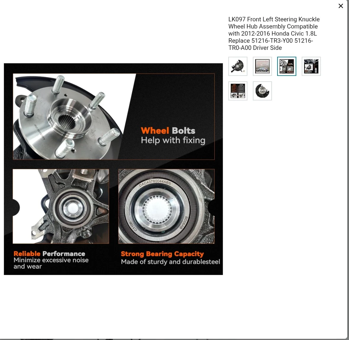 LK097 Front Left Steering Knuckle Wheel Hub Assembly - photo 3