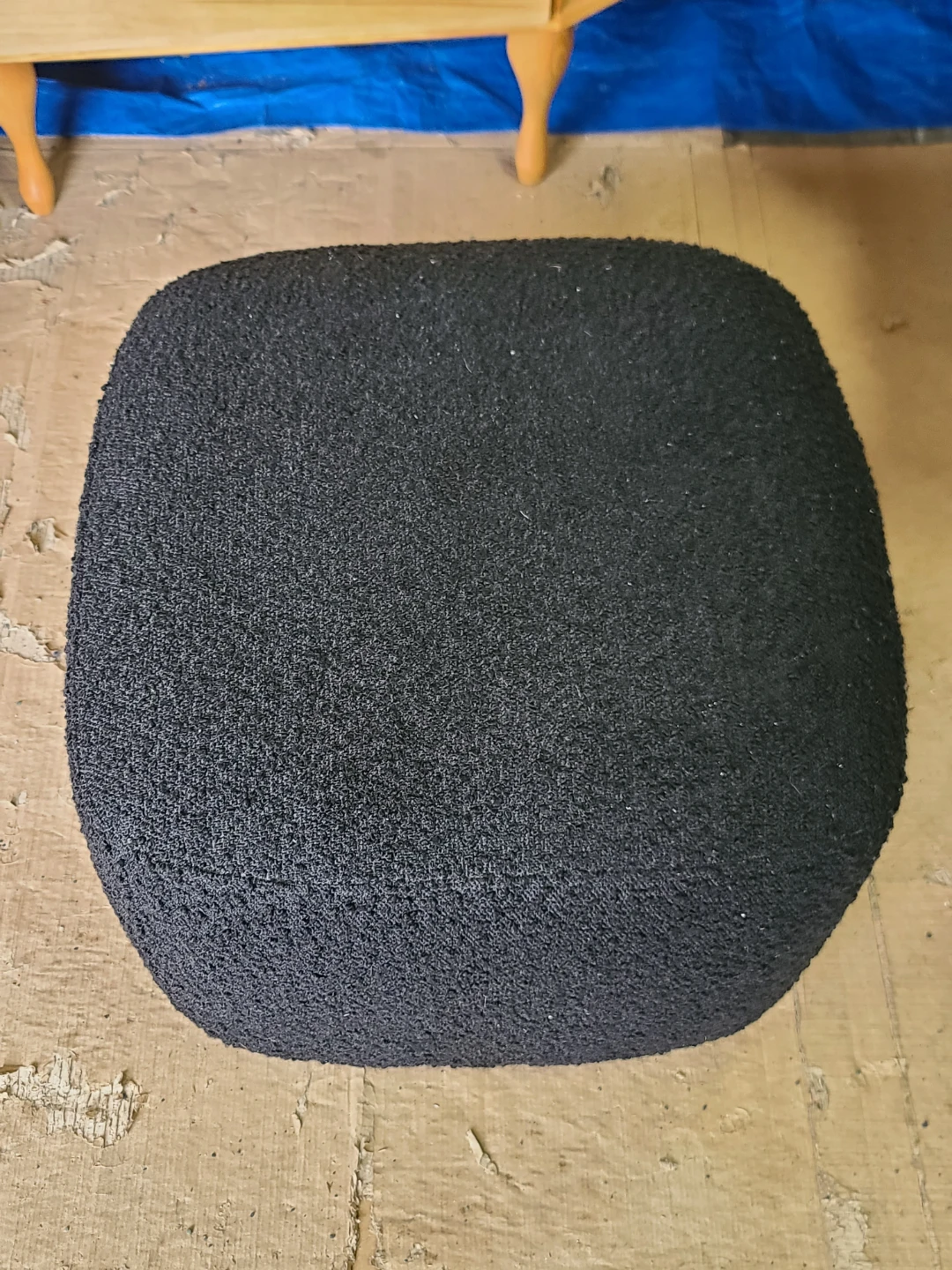 Black Bouclé Footstool Ottoman - photo 4