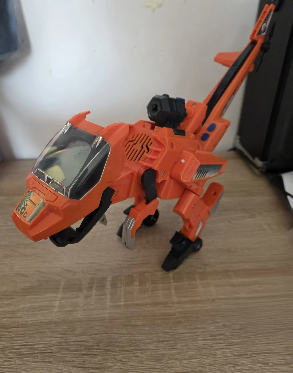Orange Transforming Robot Toy Dinosaur Helicopter