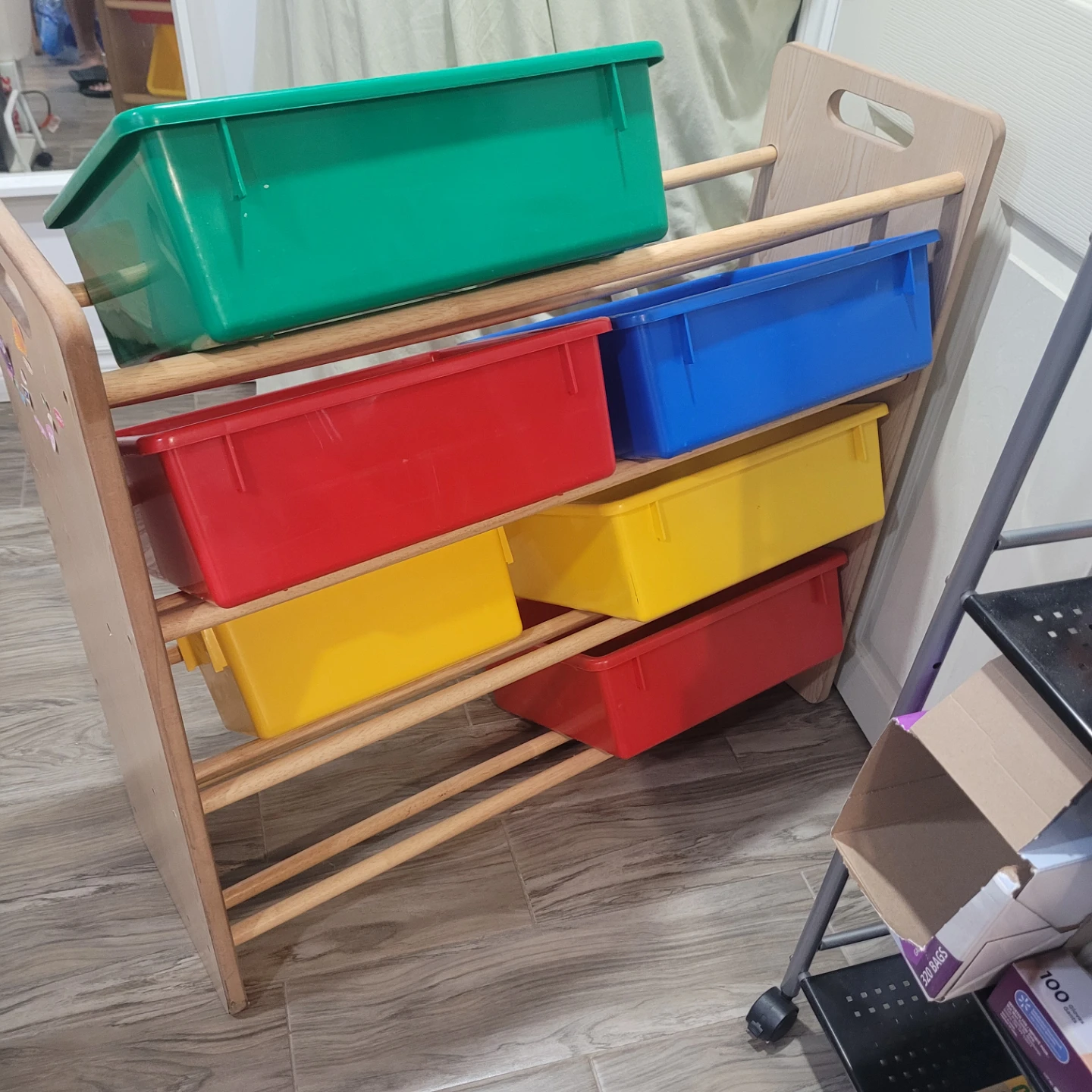 Wooden Toy Storage Organizer with 6 Bins