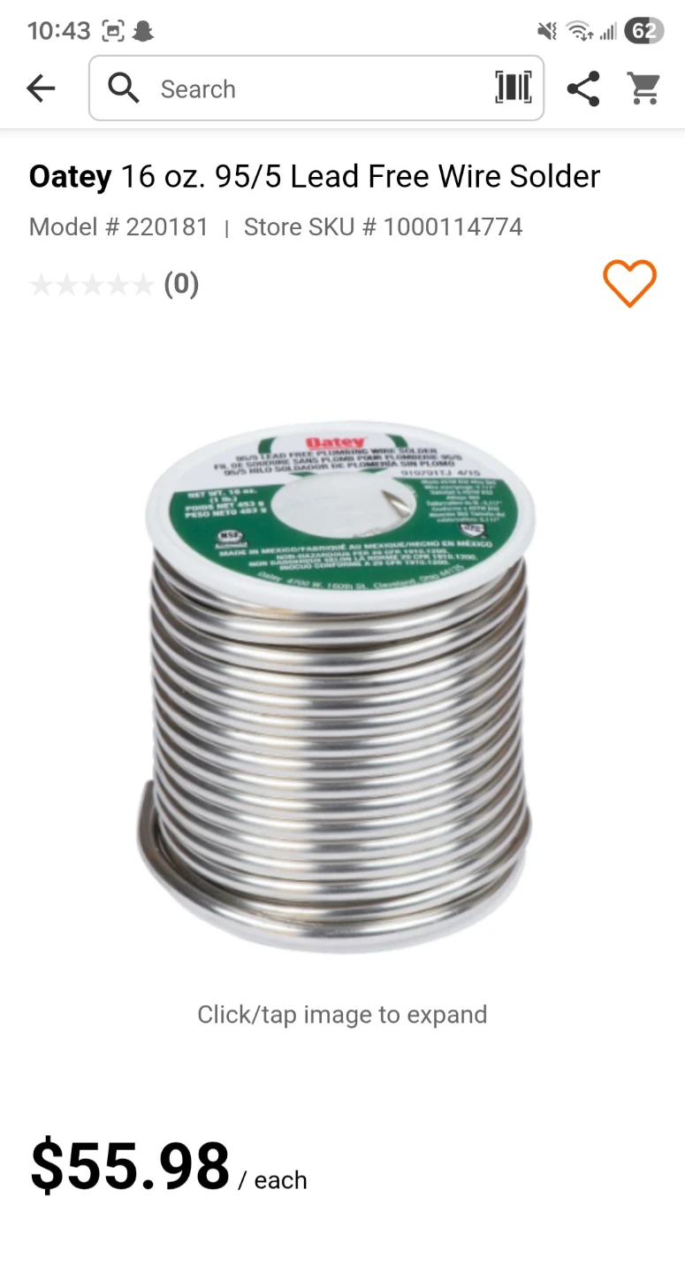 Oatey 16 oz. 95/5 Lead Free Wire Solder