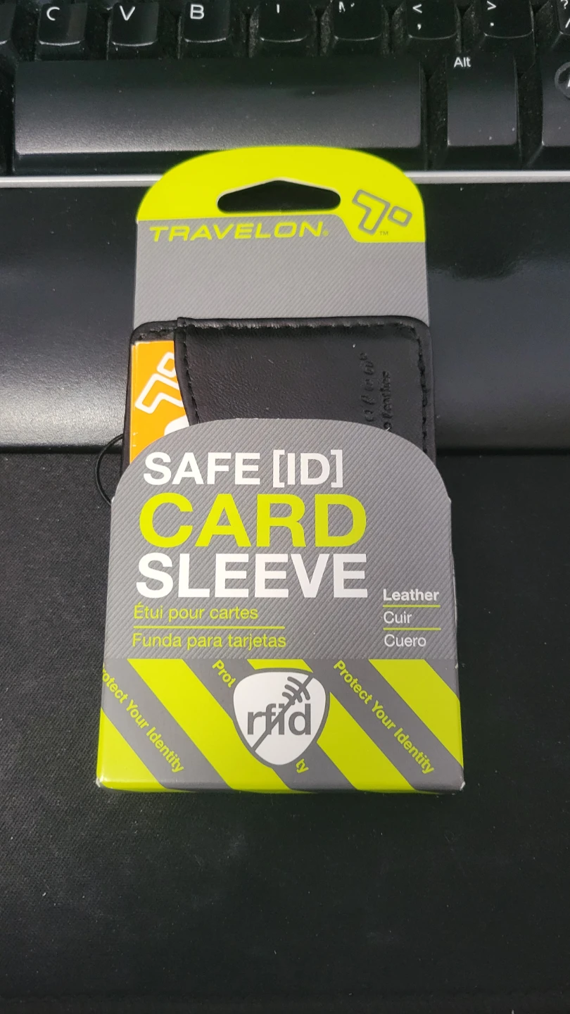 Travelon Safe ID RFID Blocking Card Sleeve - Black Leather