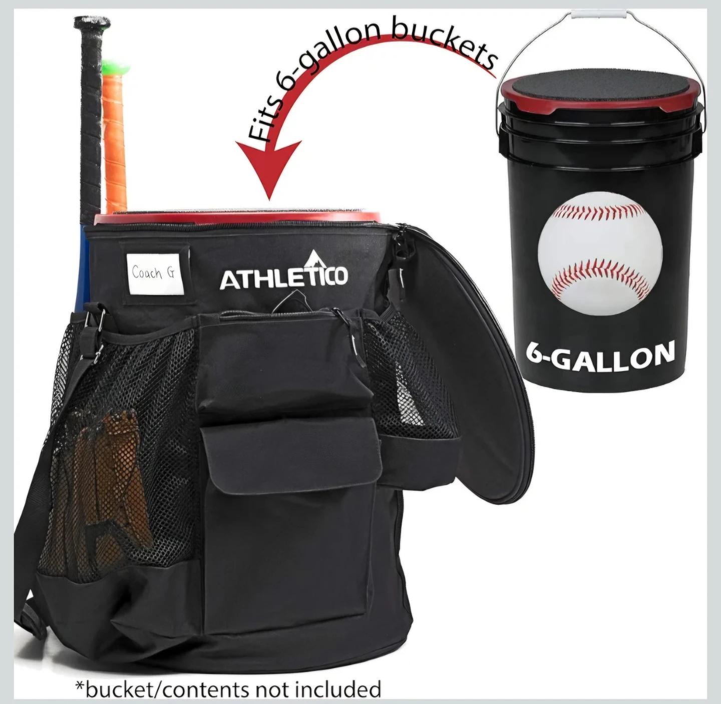 ATHLETICO Baseball 10-Pocket Bucket Organizer Bag 🥕 - photo 4