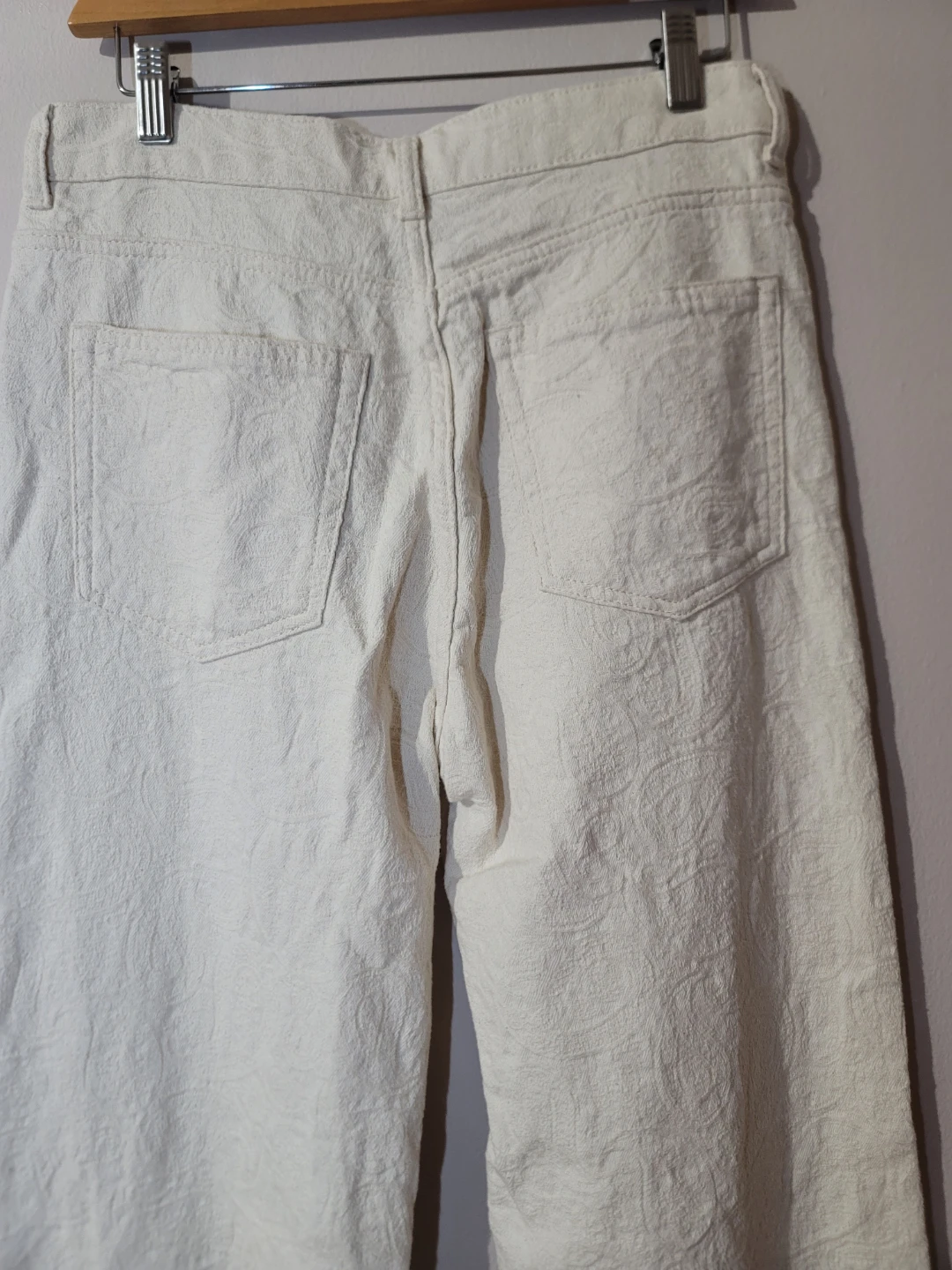 Cream Paisley Jacquard Pant Sz 6 Cotton Coastal Festival - photo 5