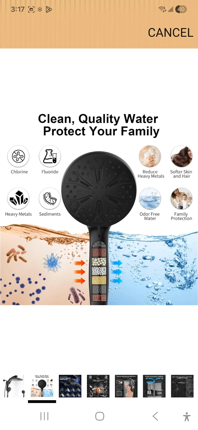 Black 3-Function Rainfall Shower Head with Handheld Wand - photo 2