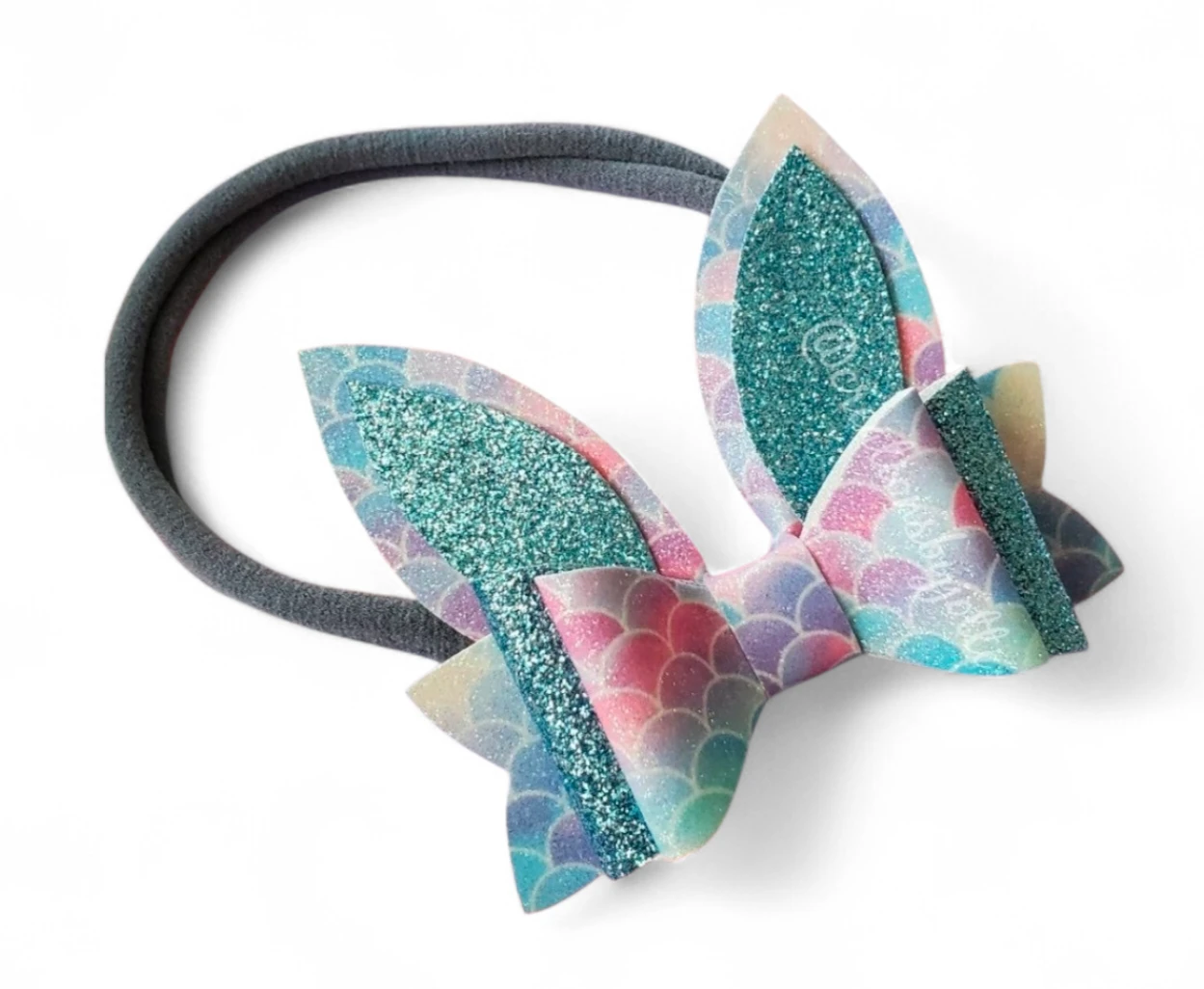Sparkle Bunny Ears Headband with Mermaid Scales