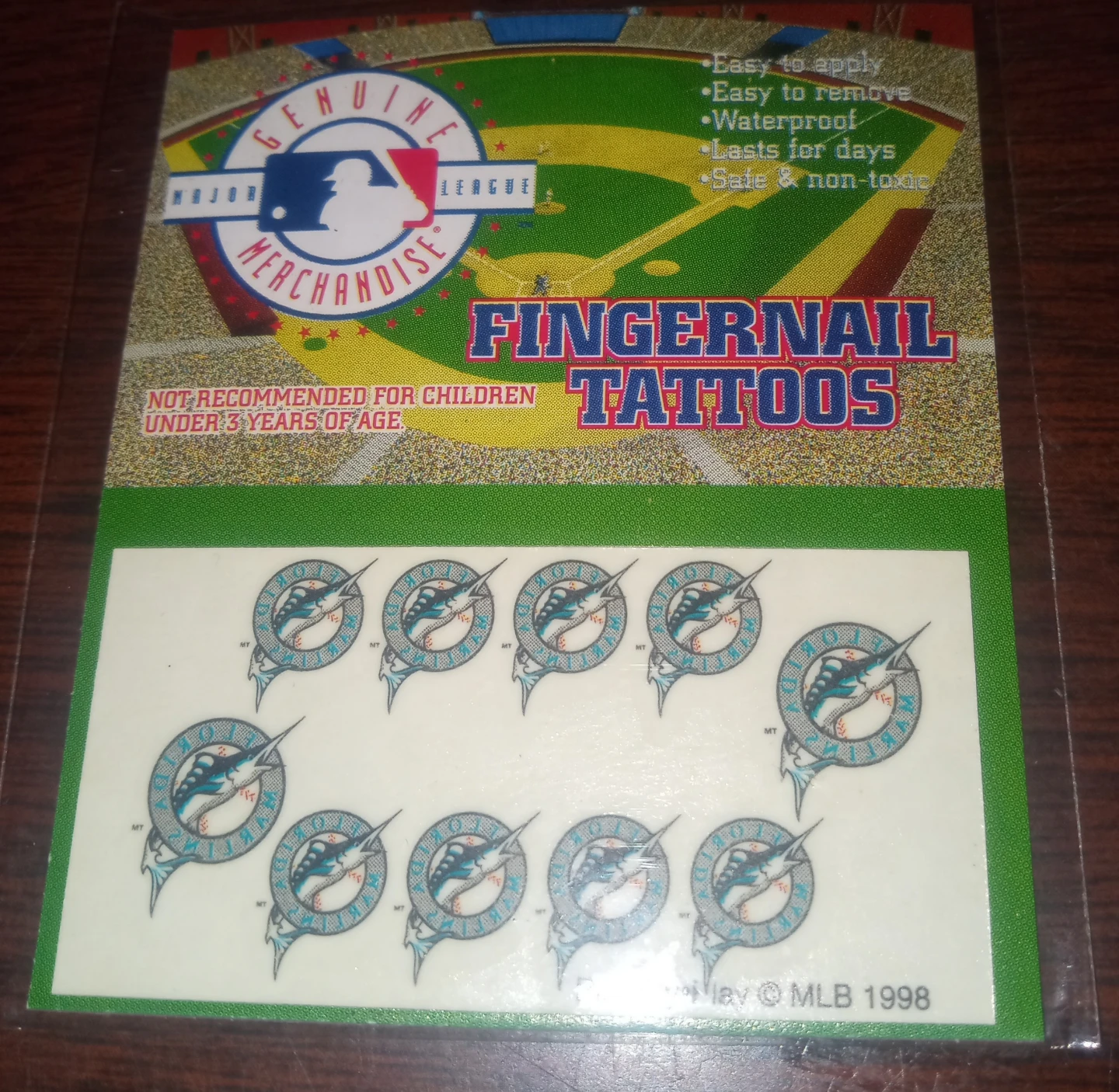 Play-By-Play MLB Florida Marlins Fingernail Tattoos