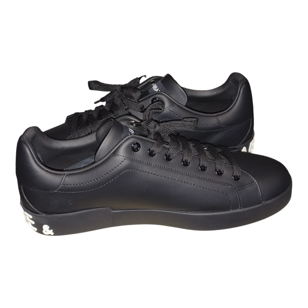 Dolce & Gabbana Black Leather Logo Sneakers - Size 13 (460) - photo 2