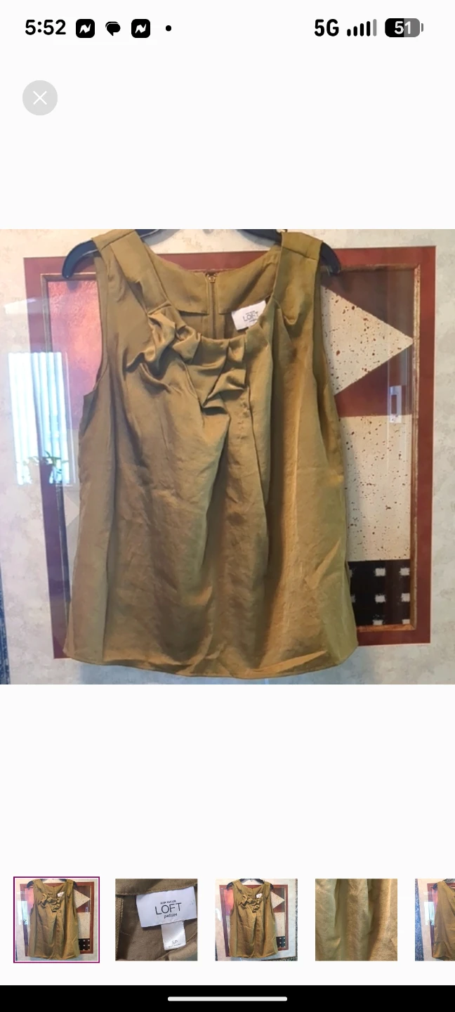LOFT Green Ruffled Sleeveless Blouse