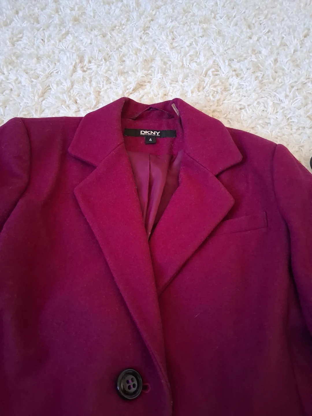 DKNY Women's Dark Pink Wool Blend Coat Size 4🧡 - photo 2