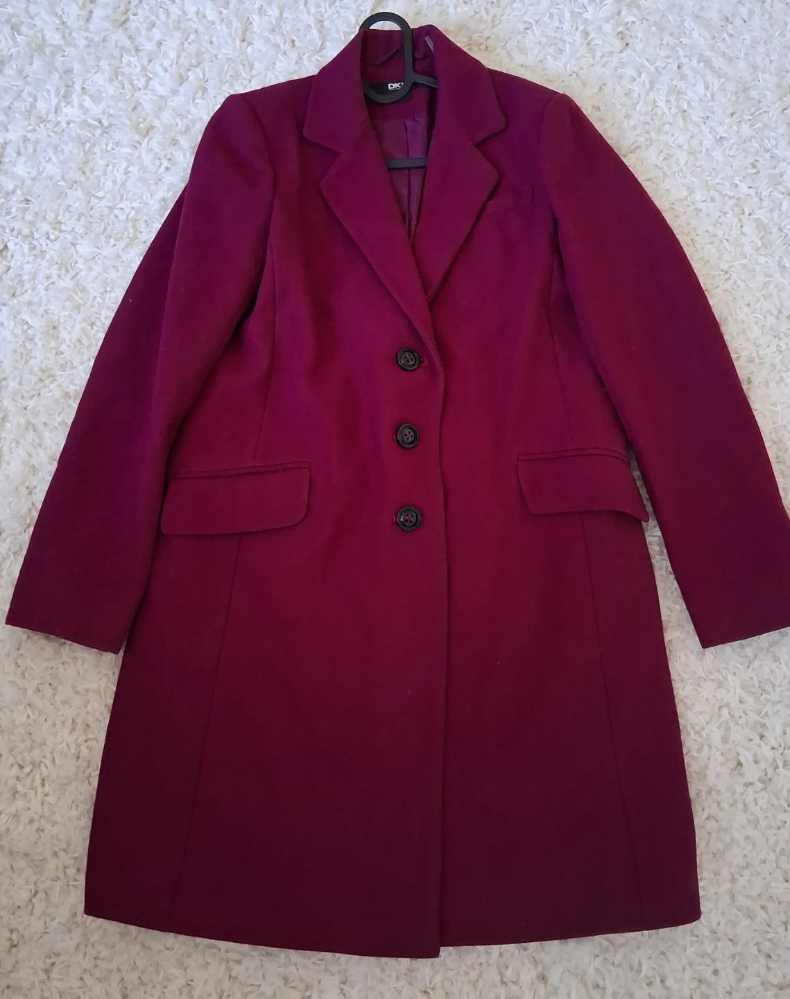 DKNY Women's Dark Pink Wool Blend Coat Size 4🧡 - photo 4