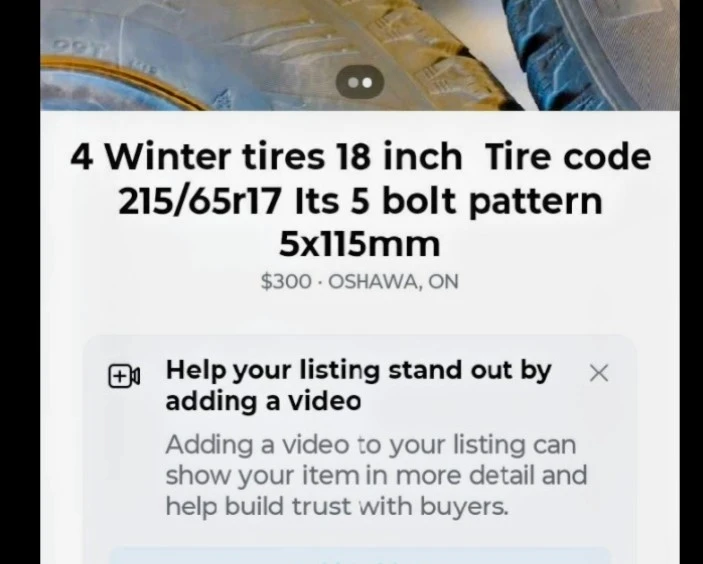 4 Winter Tires - 18 inch, 215/65R17