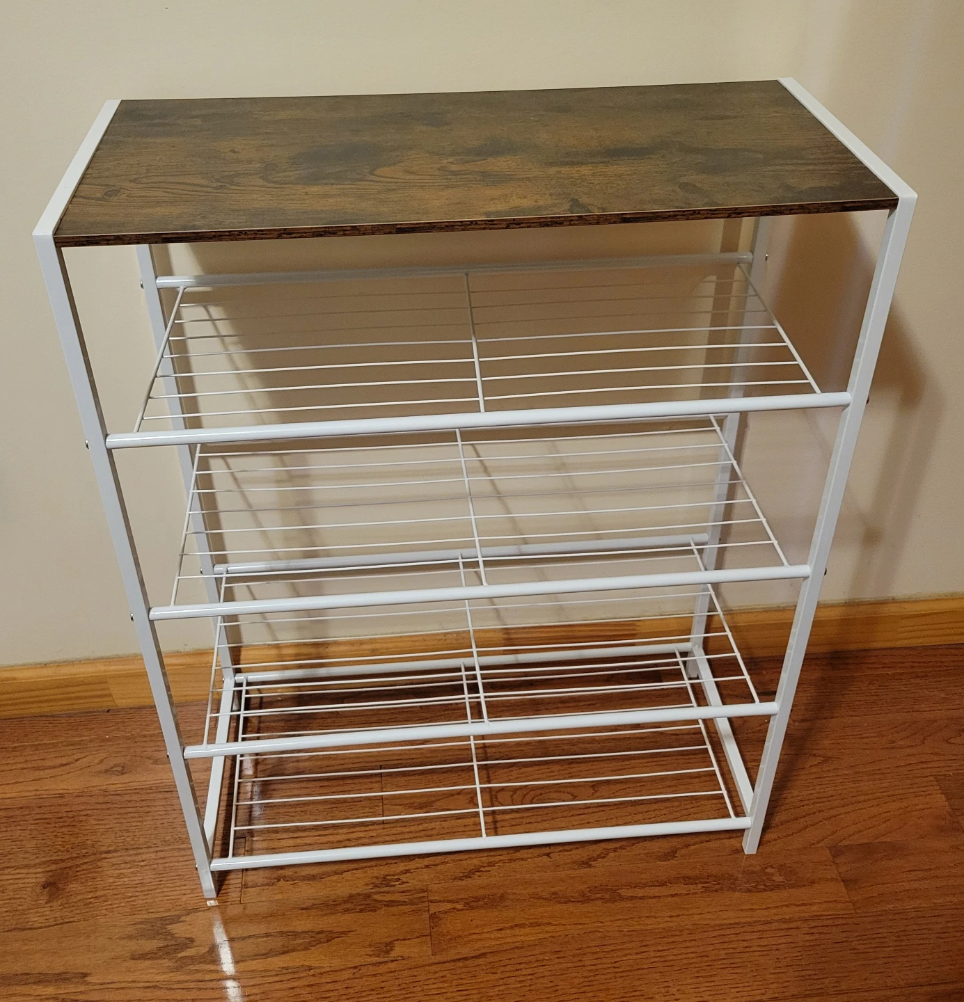 4-Tier Metal and Wood Shoe Rack. New, never used