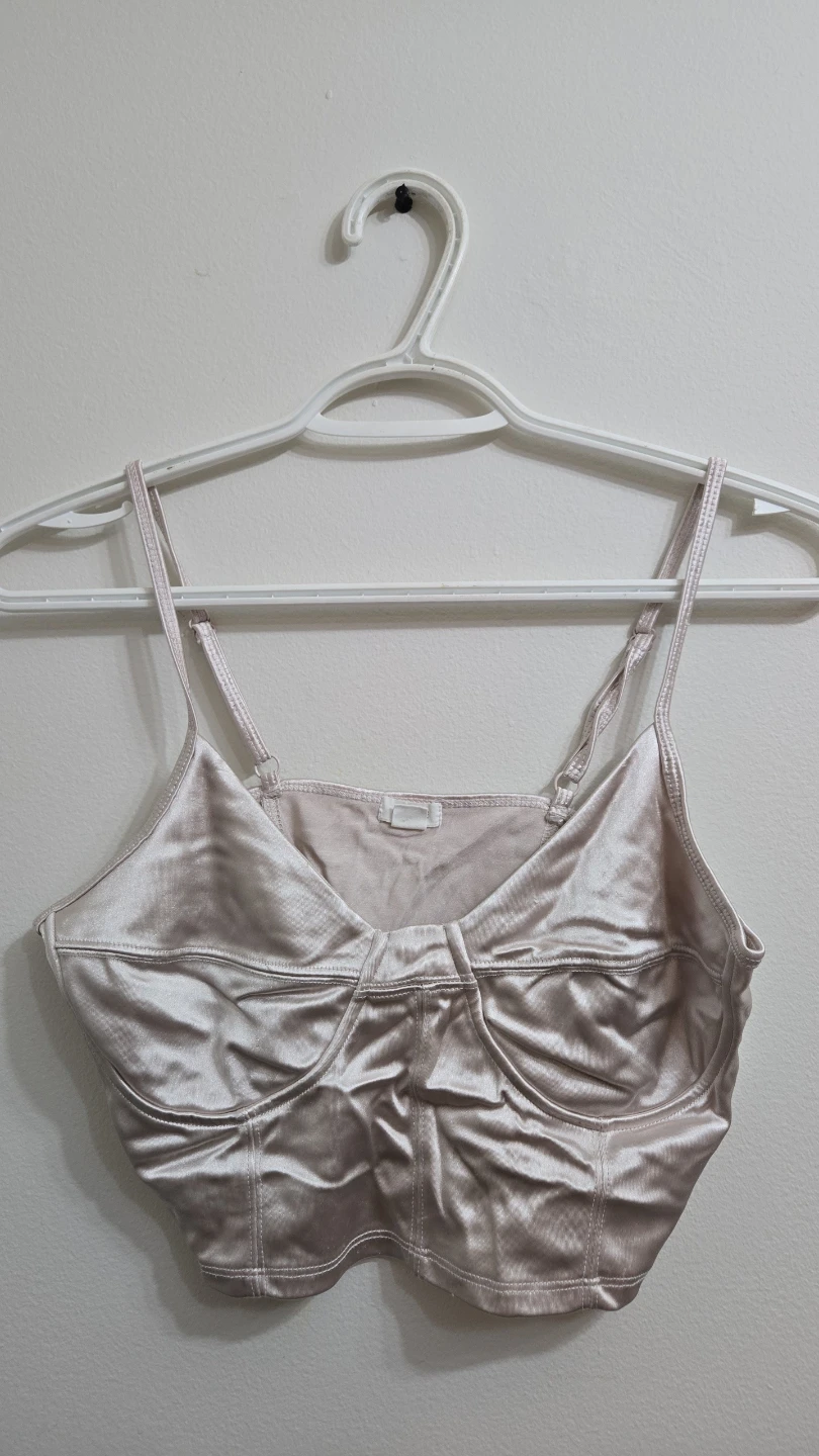 Garage Satin Corset Crop Top & Le Château White Skirt Set